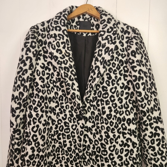 Maison Cinqcent 500 Jacket Leopard Print Winter Coat Black White Womens Medium - Picture 3 of 12